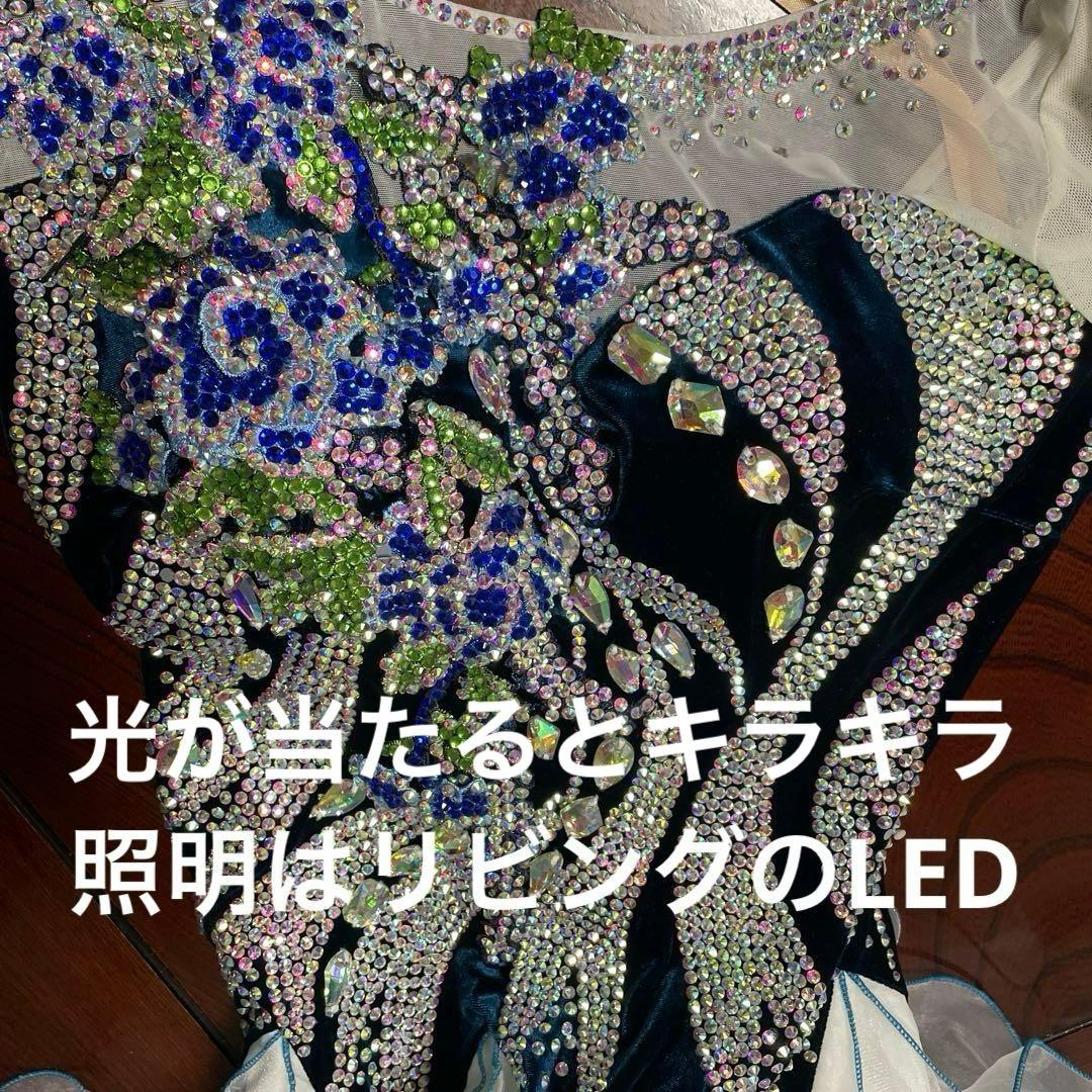 社交ダンス　スタンダードドレス　プリンセス　濃紺ベルベット　M