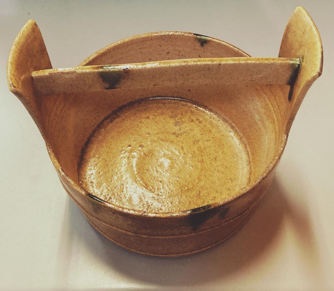 【値下げ】黄瀬戸 手桶 水差 蓋付