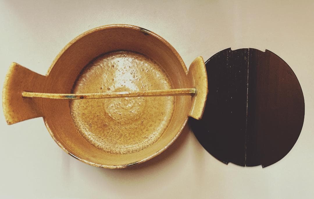 【値下げ】黄瀬戸 手桶 水差 蓋付