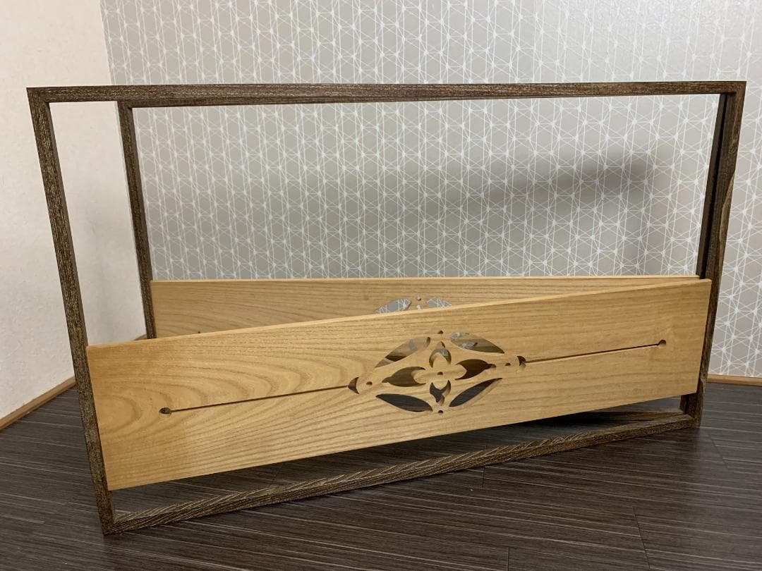 女桑縁 桐地 花紋透彫 上透し 風炉先屏風 茶道具 桐箱入 813