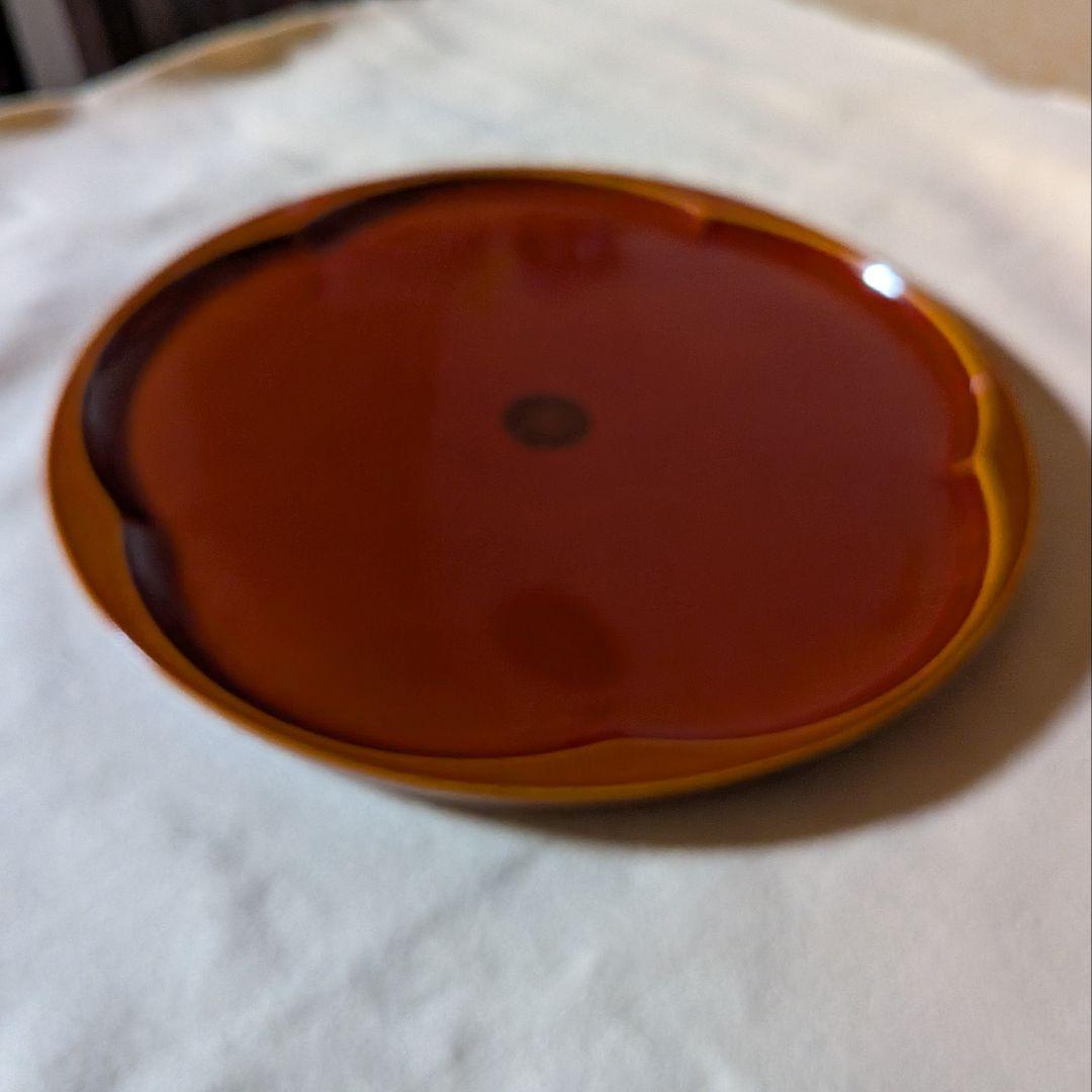 【未使用】伝統工芸 飛騨春慶塗 菓子盆 家紋風文様 共紙あり 30cm