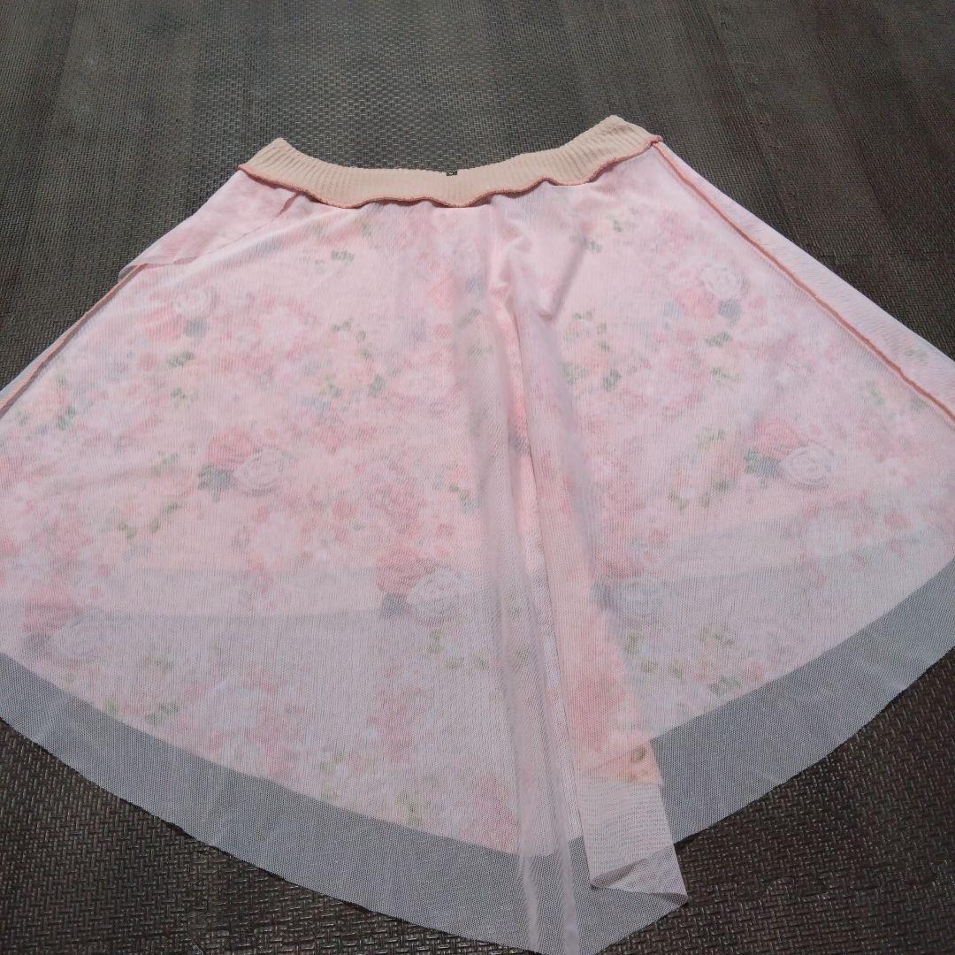 レオタードトウキョウ　スカート　プルオン　一回使用　花柄　ピンク