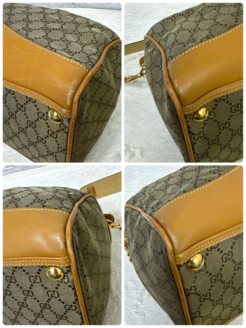 GUCCI グッチ GGキャンバス 2WAY ボストンバッグ ゴールド金具