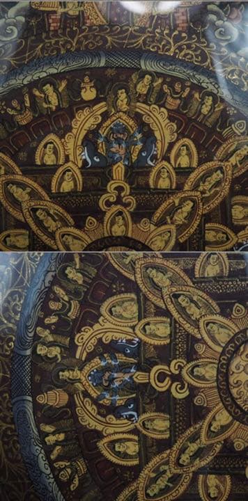 送料無料　額装極上チベット曼荼羅（マンダラ）緻密肉筆　時代物　仏教美術