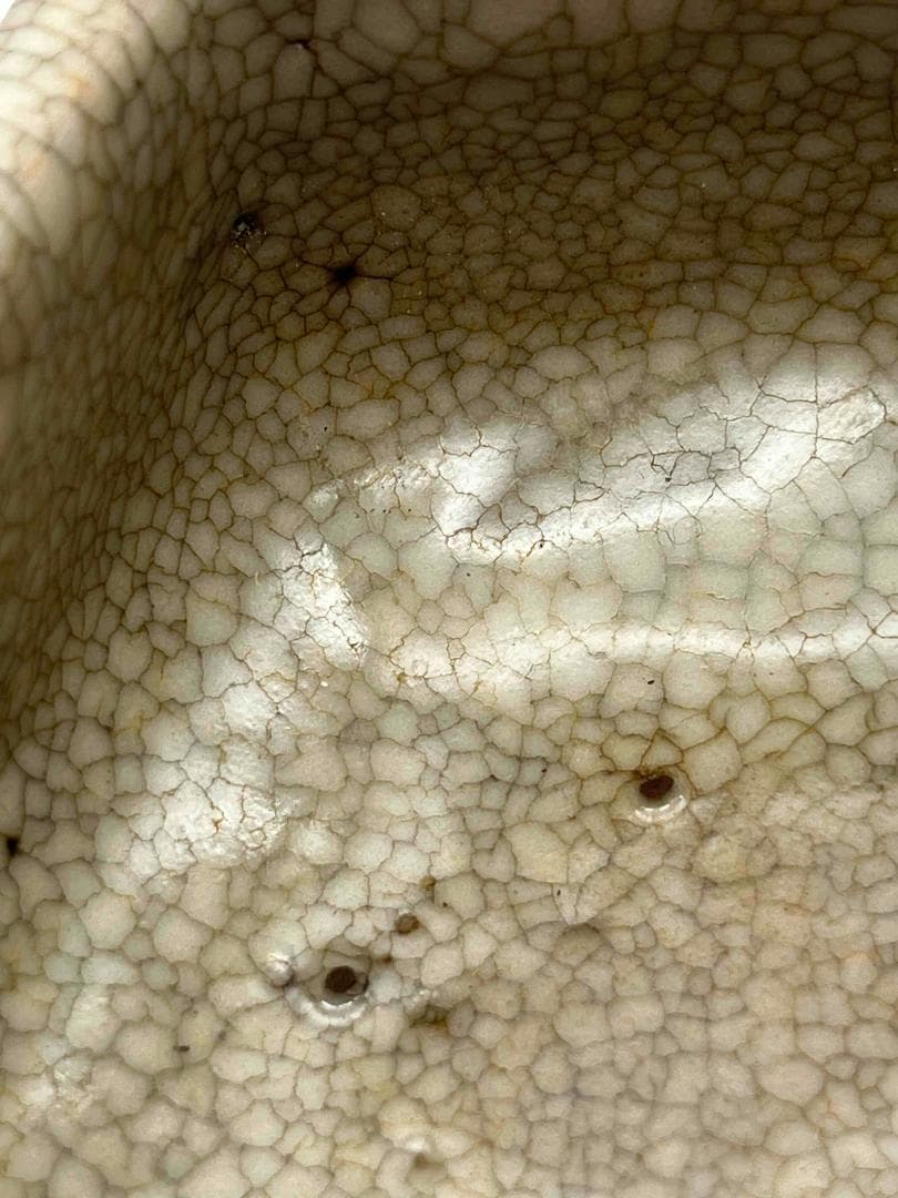 宋時代　青磁　汝官窯 氷裂紋 支釘焼き 双螭龍耳 鼓釘六方香炉(C-61)