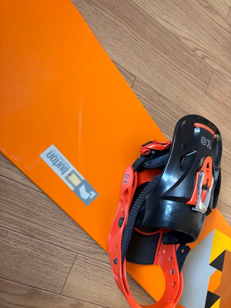 BURTONオレンジ グレー スノーボード ビンディング付き