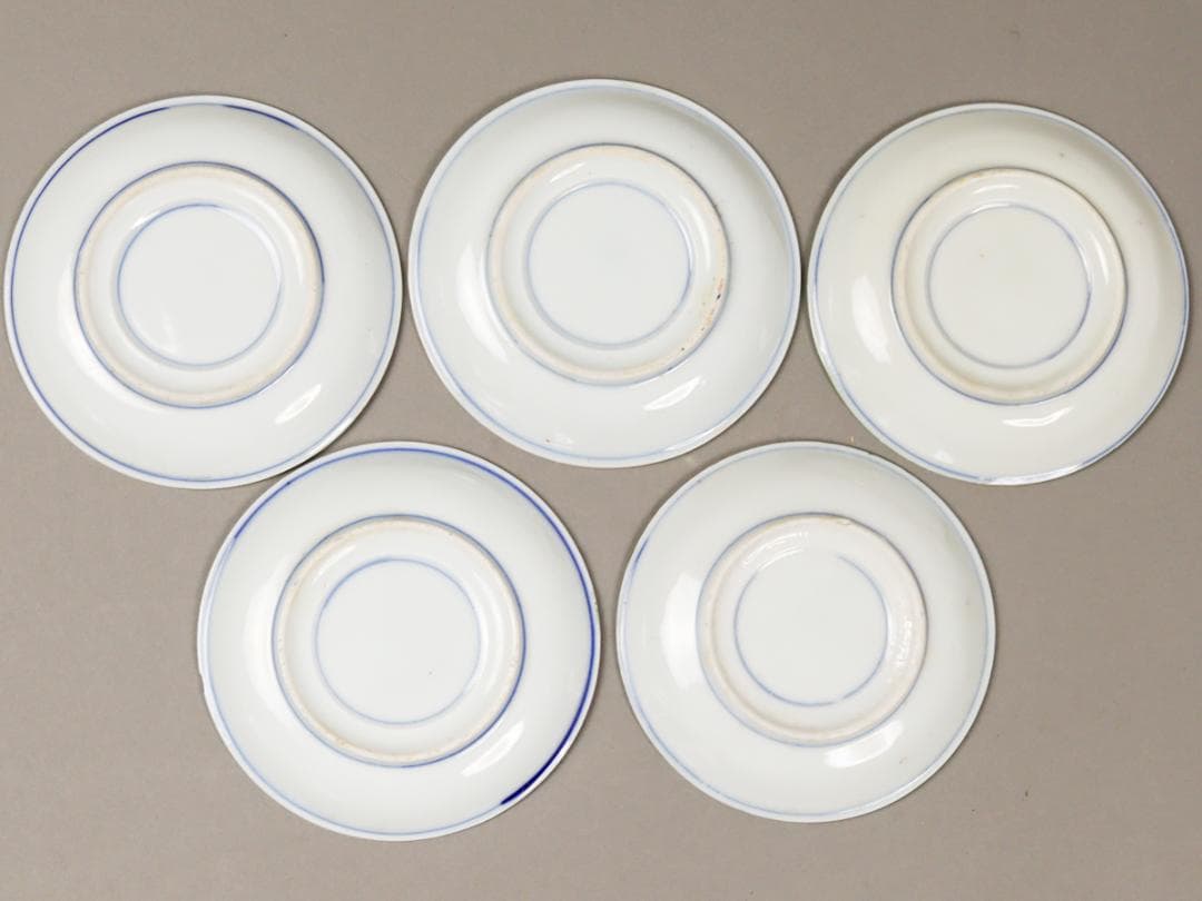 印判菊花緑 4寸皿 5客