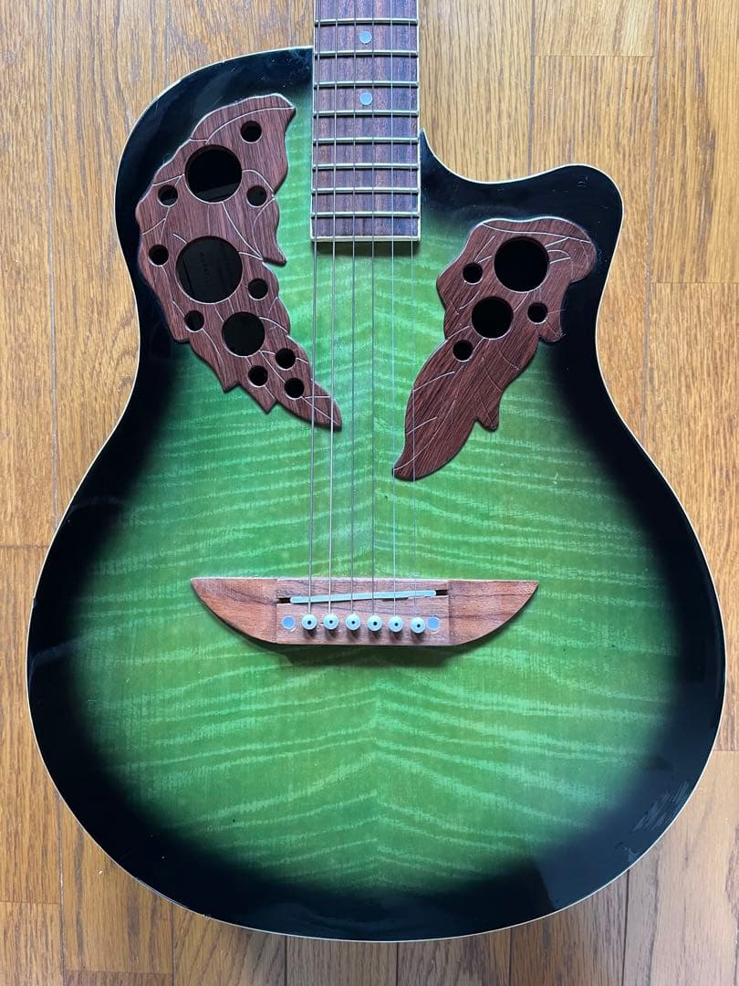 SPOWERオベーションタイプのアコースティックギター 虎目Gグラデーション