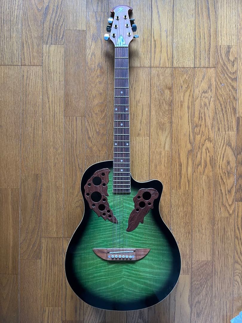 SPOWERオベーションタイプのアコースティックギター 虎目Gグラデーション