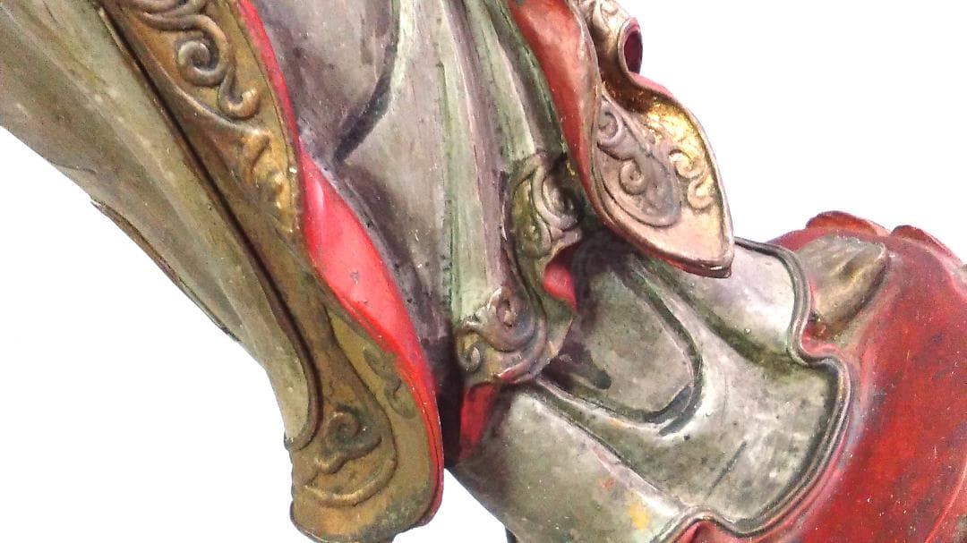 【 白衣観音 観自在菩薩 】　50.5ｃｍ　明治前期　金彩色絵真鍮像