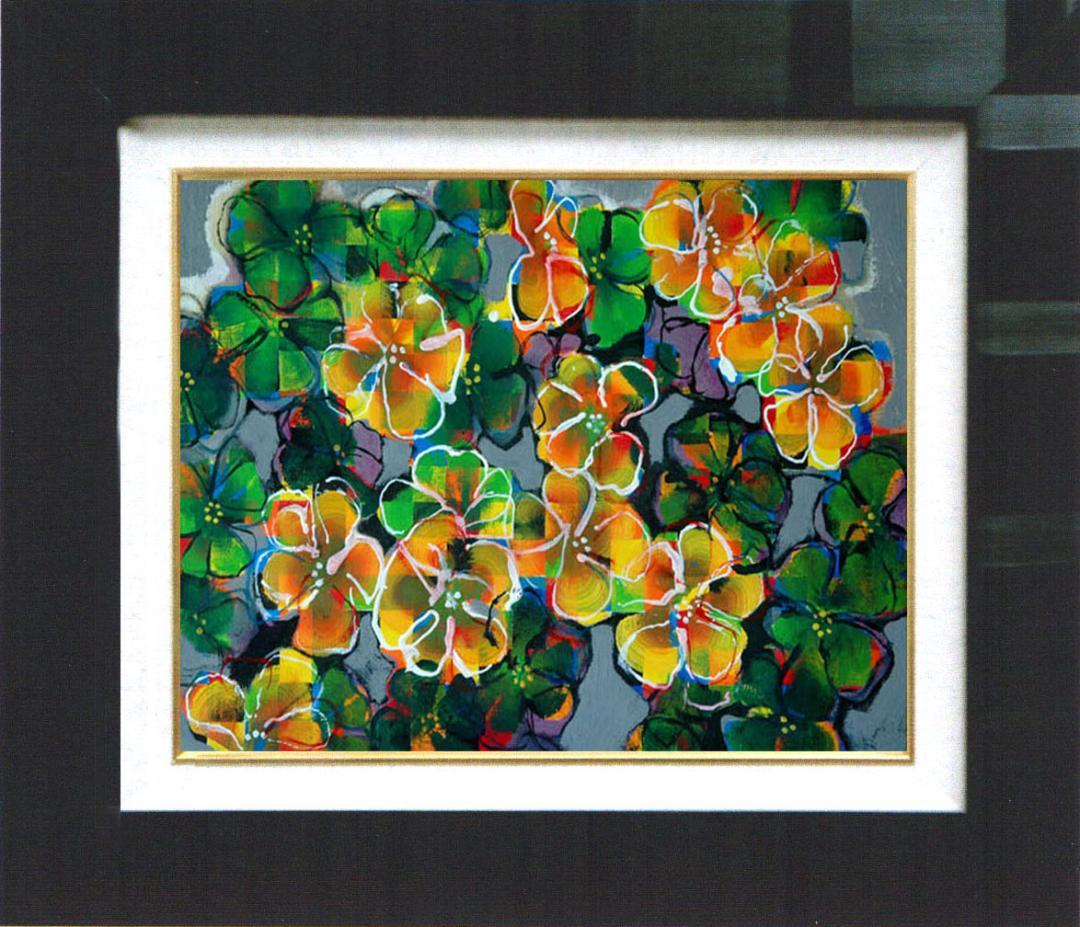 油絵 菅家令子 絵 絵画 インテリア 額付(銀) F4-091616 花