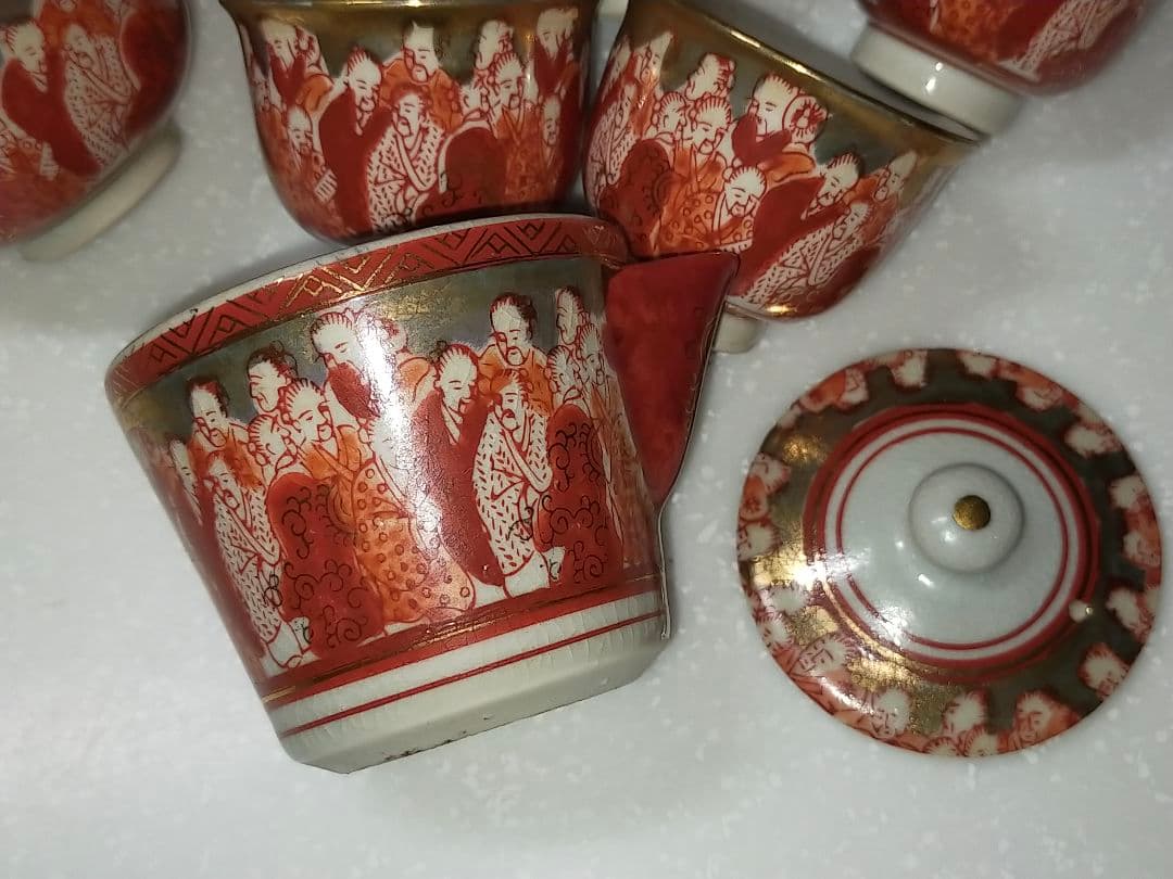 ♥値下げ！♥九谷♥煎茶道具♥セット　急須　湯呑み　湯冷まし　赤絵　金彩　湯飲み