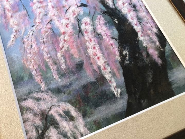 和紙ちぎり絵『枝垂れ桜』F6サイズ原画