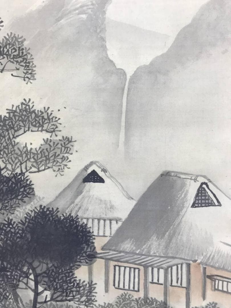 真作/今小路龍川/山水帰漁図/山水図/漁師図/掛軸☆宝船☆AE-429