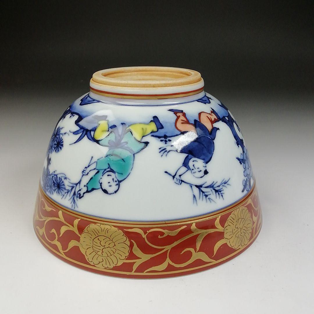 Ｔ７０４　茶碗　『五彩金襴手』『二代　手塚玉堂 造』　共箱　抹茶碗　茶道具