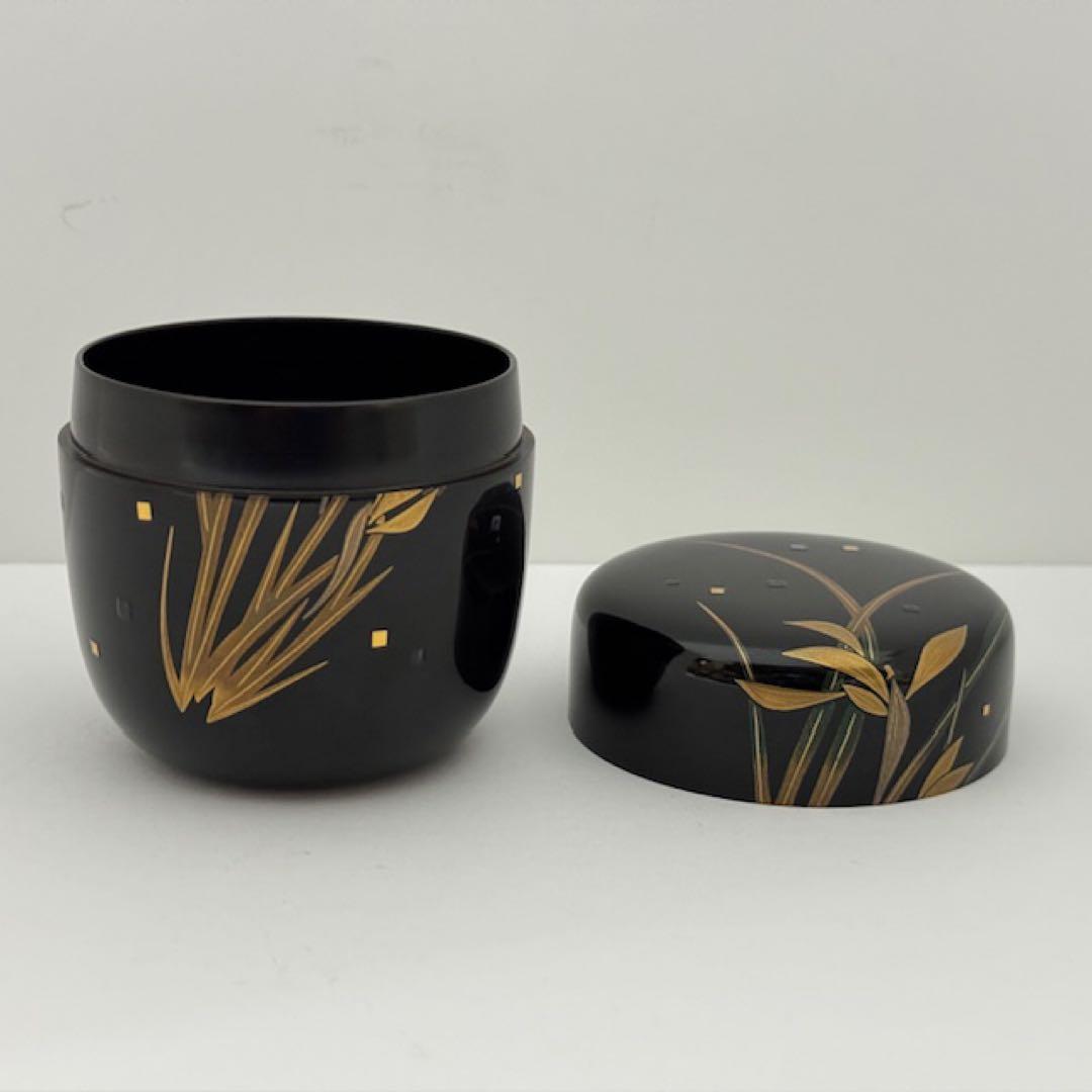 茶道具 輪島 浜崎貞鳳 蘭蒔絵棗 共箱 茶道