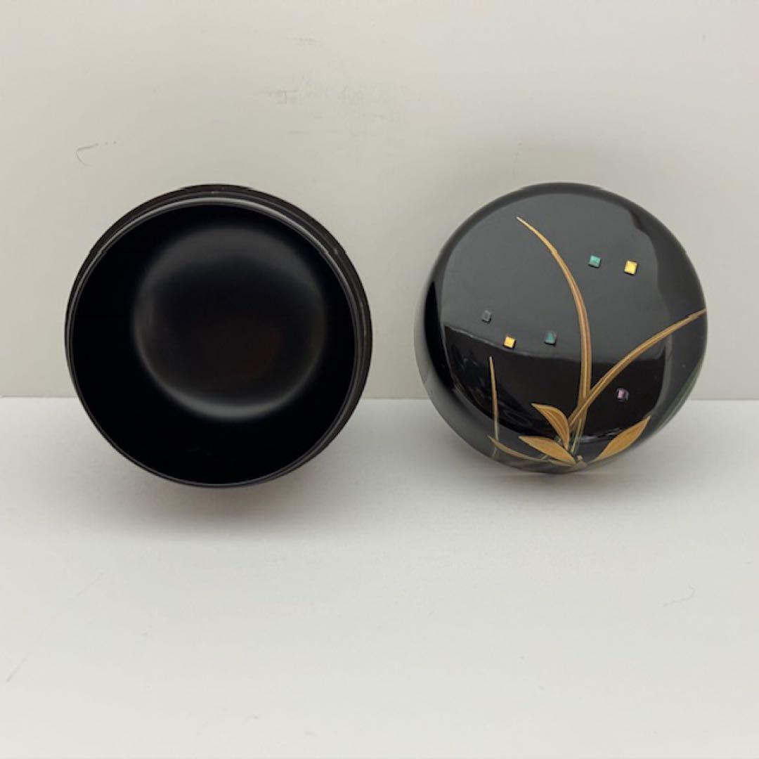 茶道具 輪島 浜崎貞鳳 蘭蒔絵棗 共箱 茶道