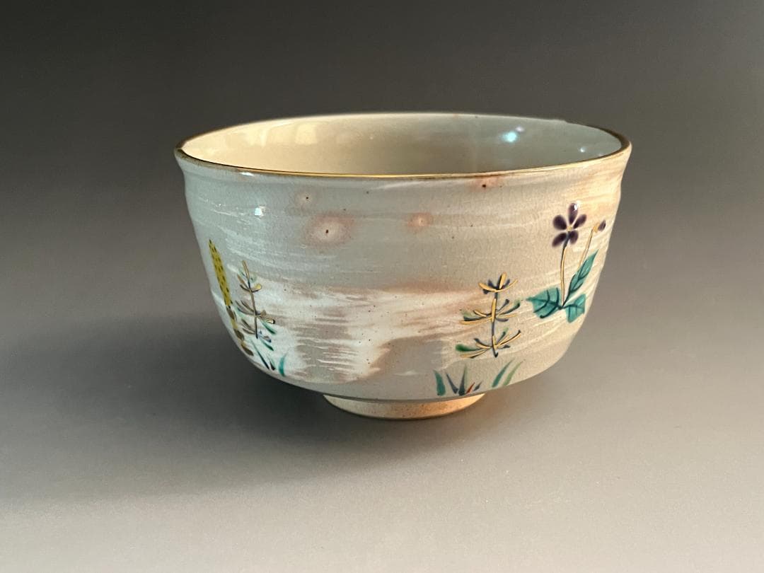 丹山作　春水の絵　茶碗　而妙斎書付　表千家　茶道具