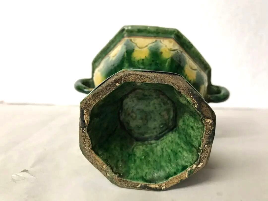 銅蓋付交趾焼香炉