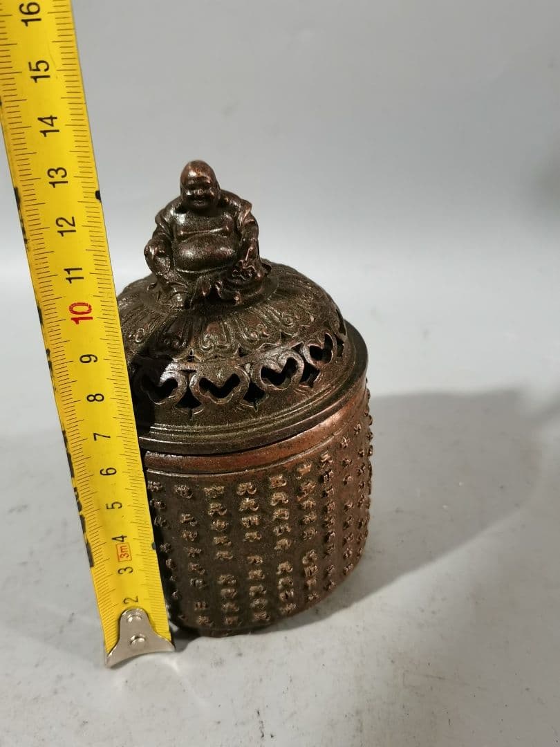銅 細工 茶道具 香道具 弥勒仏心経 香炉 装飾品 工芸品 美術品 置物