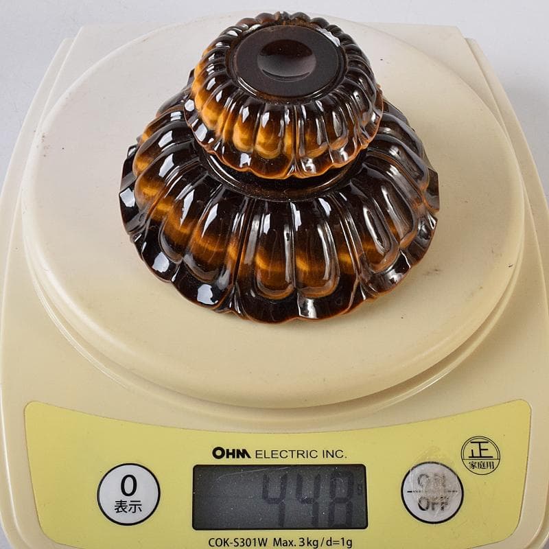 水晶玉　パワーストーン　直径約41㎜　虎目石台　M　R8379