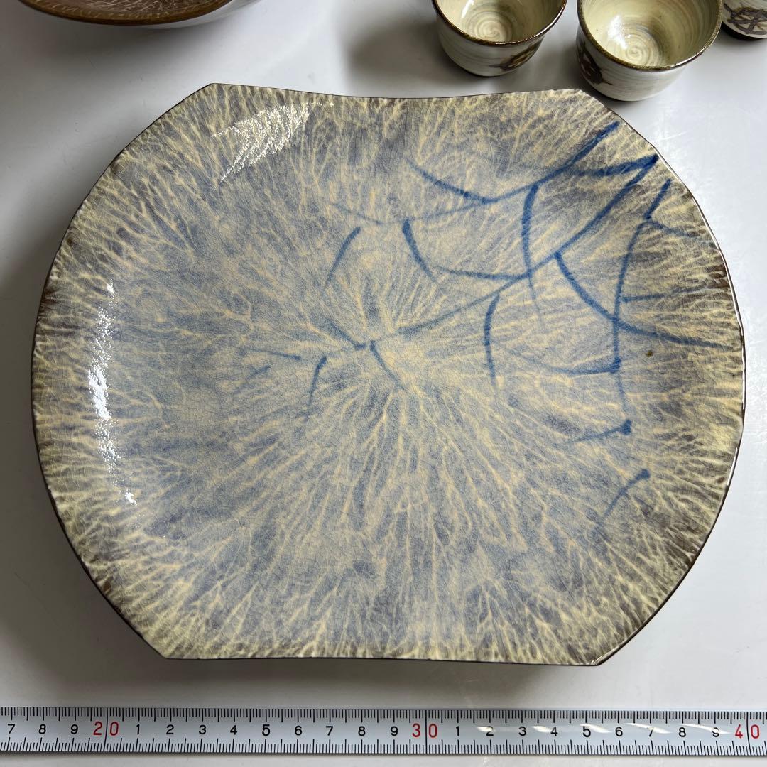 横石臥牛　酒器、皿、鉢セット　木箱付　東Y7-1020③タニコ