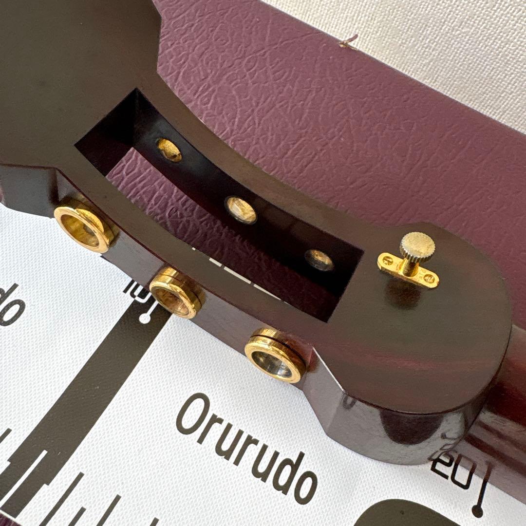 三味線　太棹　紅木　皮破れ　ハードケース付き　全長約102cm