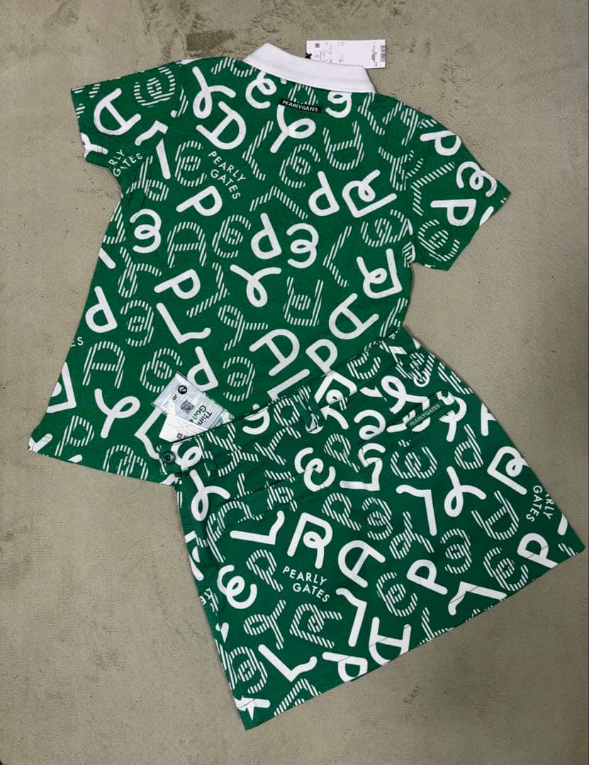 （新品）パーリーゲイツ 、もやっとロゴ柄シリーズ、セットアップ、サイズ0