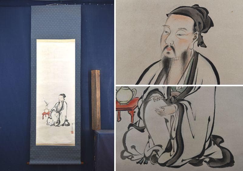 【真作】狩野勝川院（雅信）/江戸前期/林和靖図/掛軸/名家伝来/AA-420