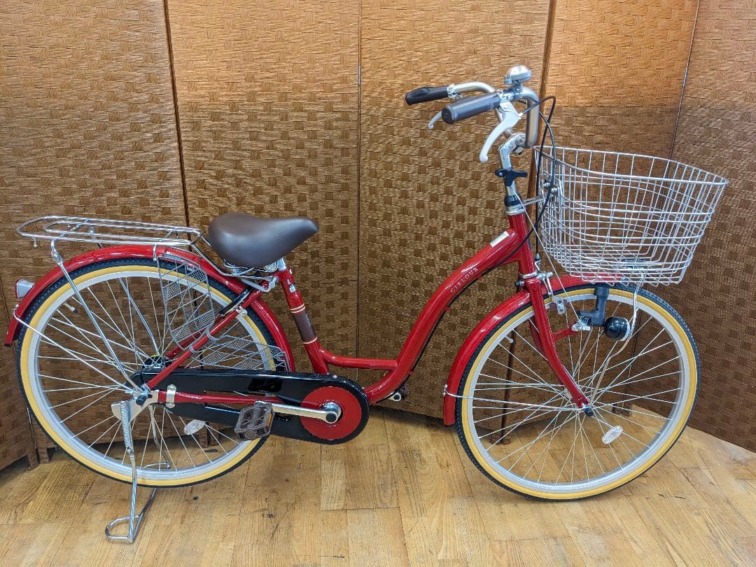 U081 美品　普通自転車　24インチ　レッド