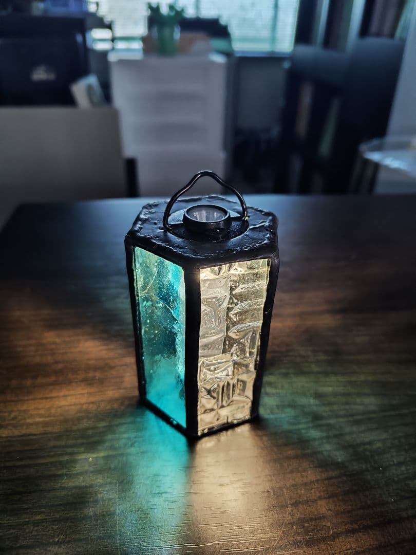 ゴールゼロ　LEDランタンシェード　 青とクリアガラス