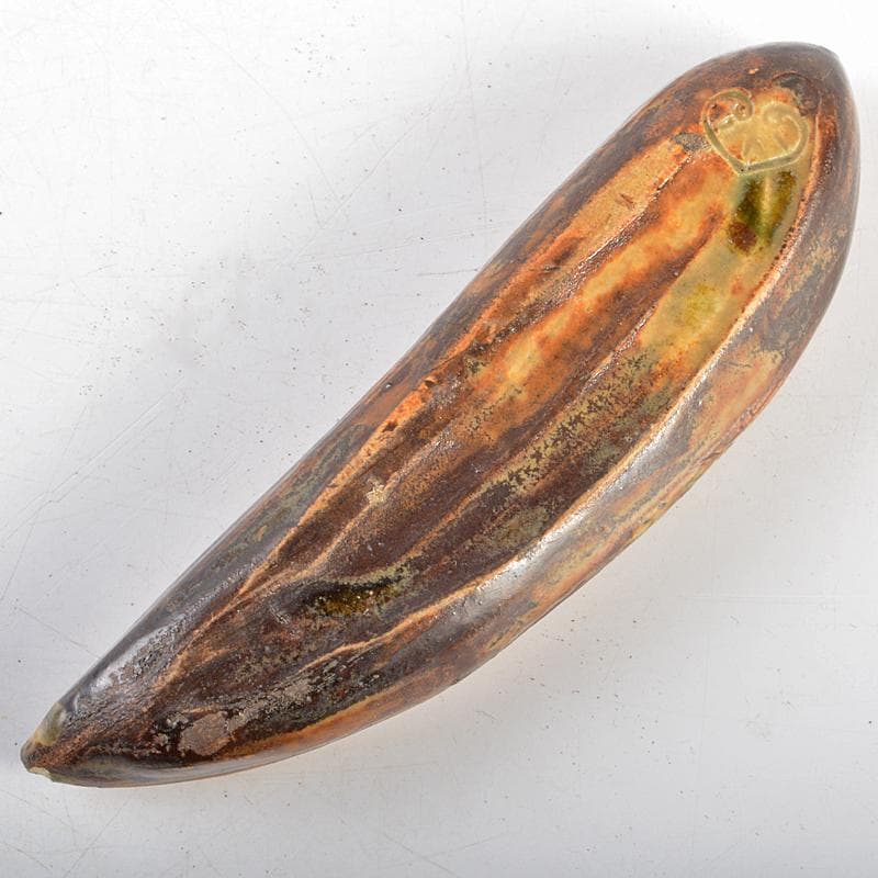 茶道具　瀬戸焼　加藤春二作　竹葉香合　共布共箱　V　R5970