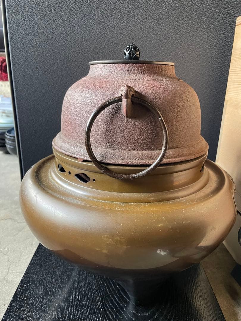 麻生 雄芳造、菊地 政光造風炉 茶釜 唐銅朝鮮風炉釜 野々田製電熱器 茶道具