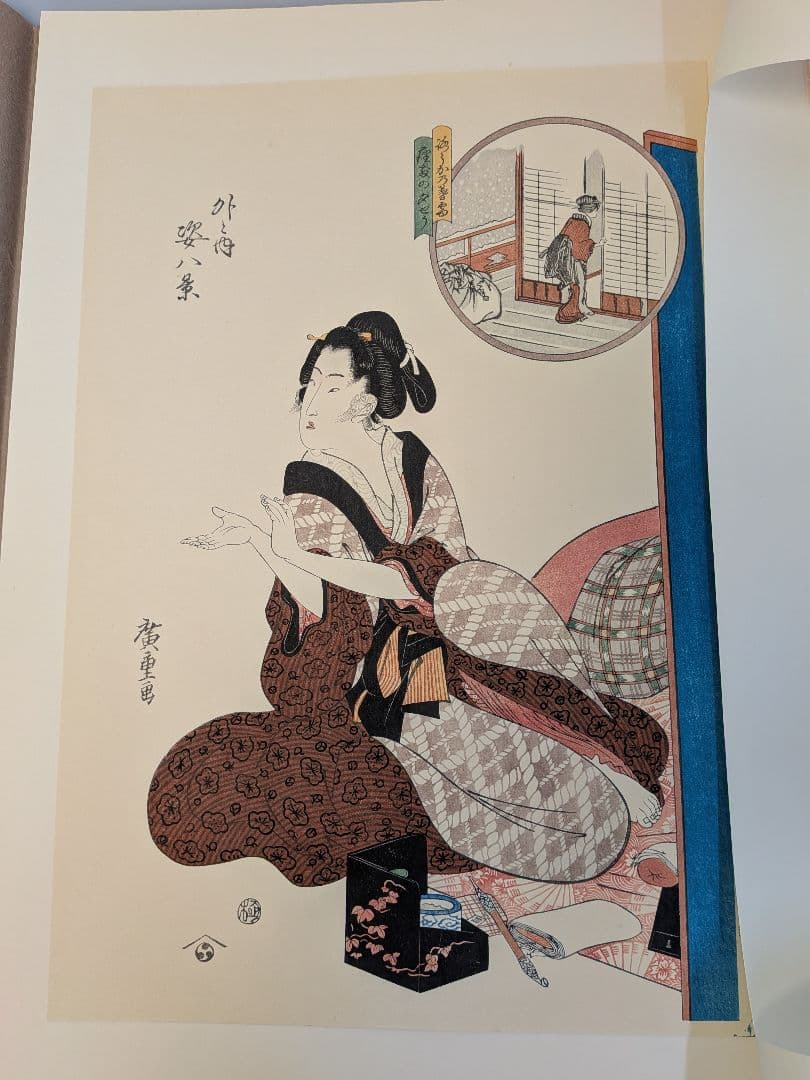 復刻木版画　廣重（歌川広重）作浮世絵木版画 女性の肖像 4枚セット江戸後期浮世絵