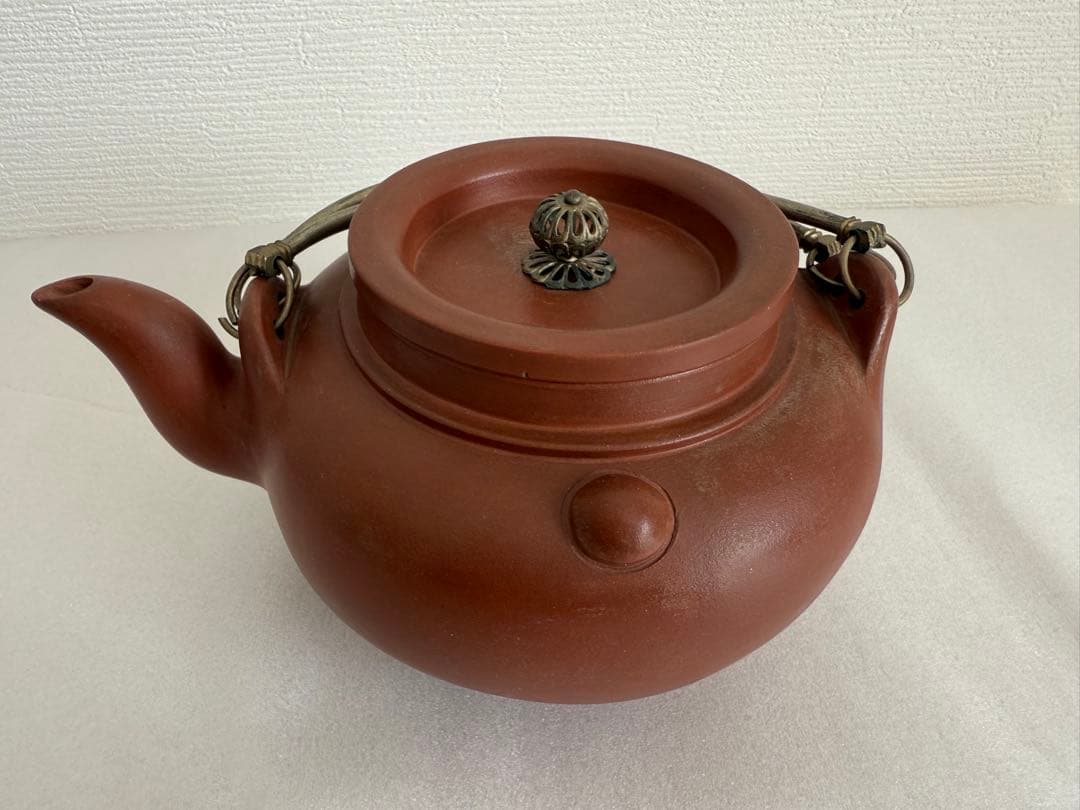 「宜興紫砂 友廷」 在銘 朱泥 急須