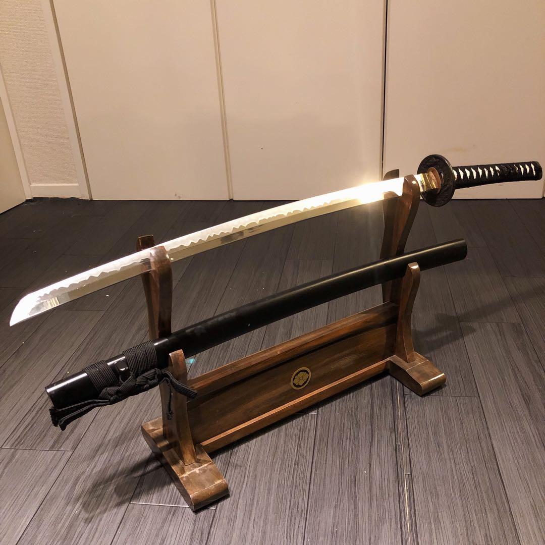 高級模造刀　居合刀　優波紋　黒拵え　太刀