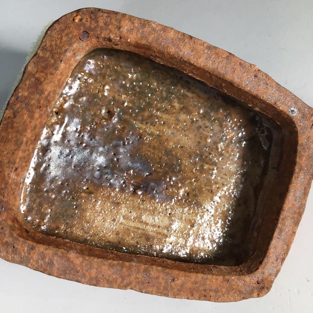 Ｎ７３０　香合　『渋草焼』『渋草柳造作』『四方香合』　共箱　茶道具