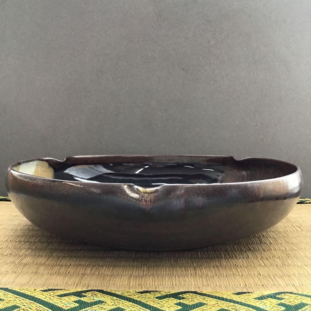 茶道具 菓子噐 高取掛分皿 鬼丸雪山窯 初代 鬼丸雪山 作 Ｎ147KT