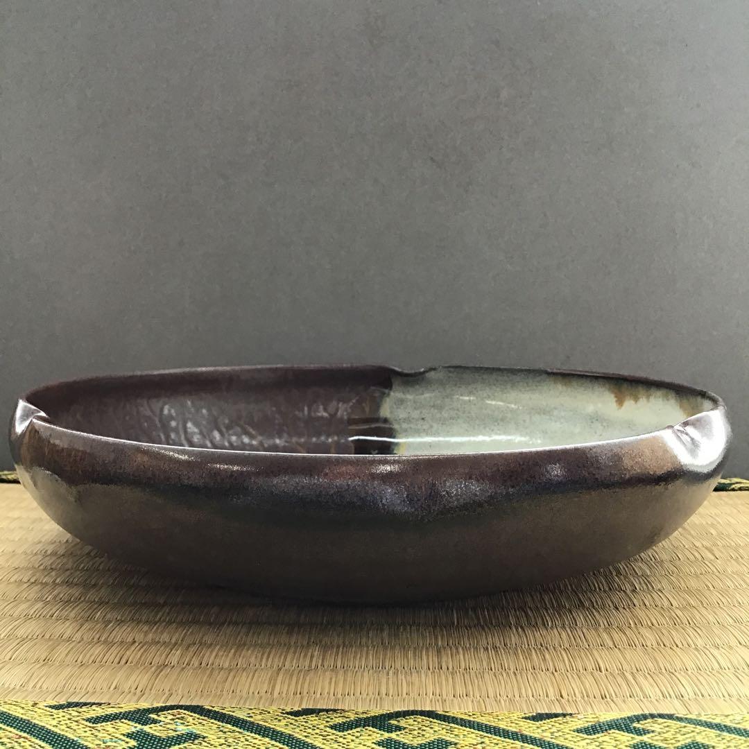 茶道具 菓子噐 高取掛分皿 鬼丸雪山窯 初代 鬼丸雪山 作 Ｎ147KT