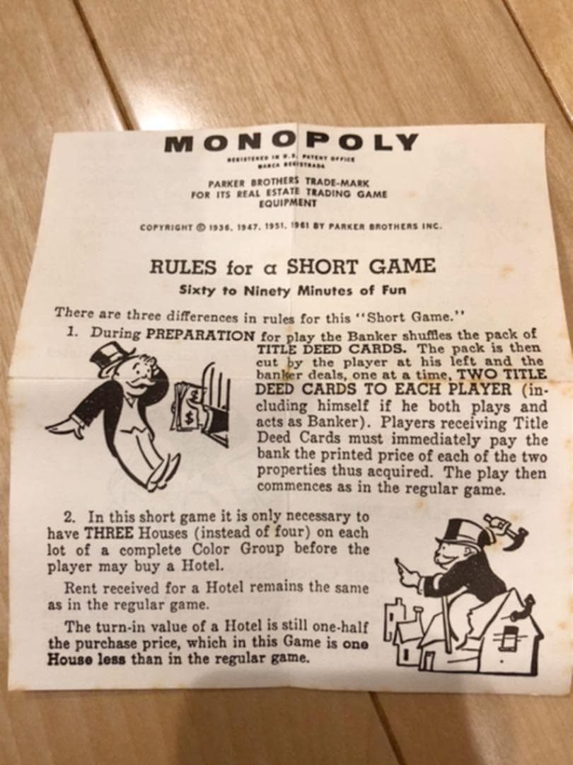 【激レア】 ヴィンテージ　MONOPOLY 　モノポリー　1964年版