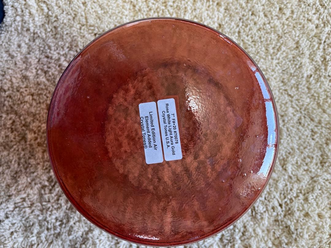 お値下げしました‼️クリスタルボウル ローズ　ホワイトライトゴールド7”F#➕20