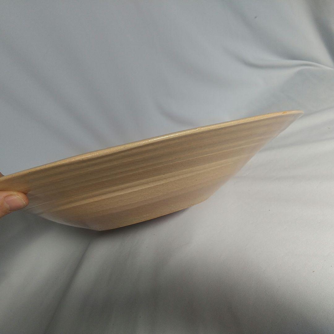 萩焼　大皿　吉田松陰の和歌　親思う　直樹印　直径約34センチ　窯傷あり