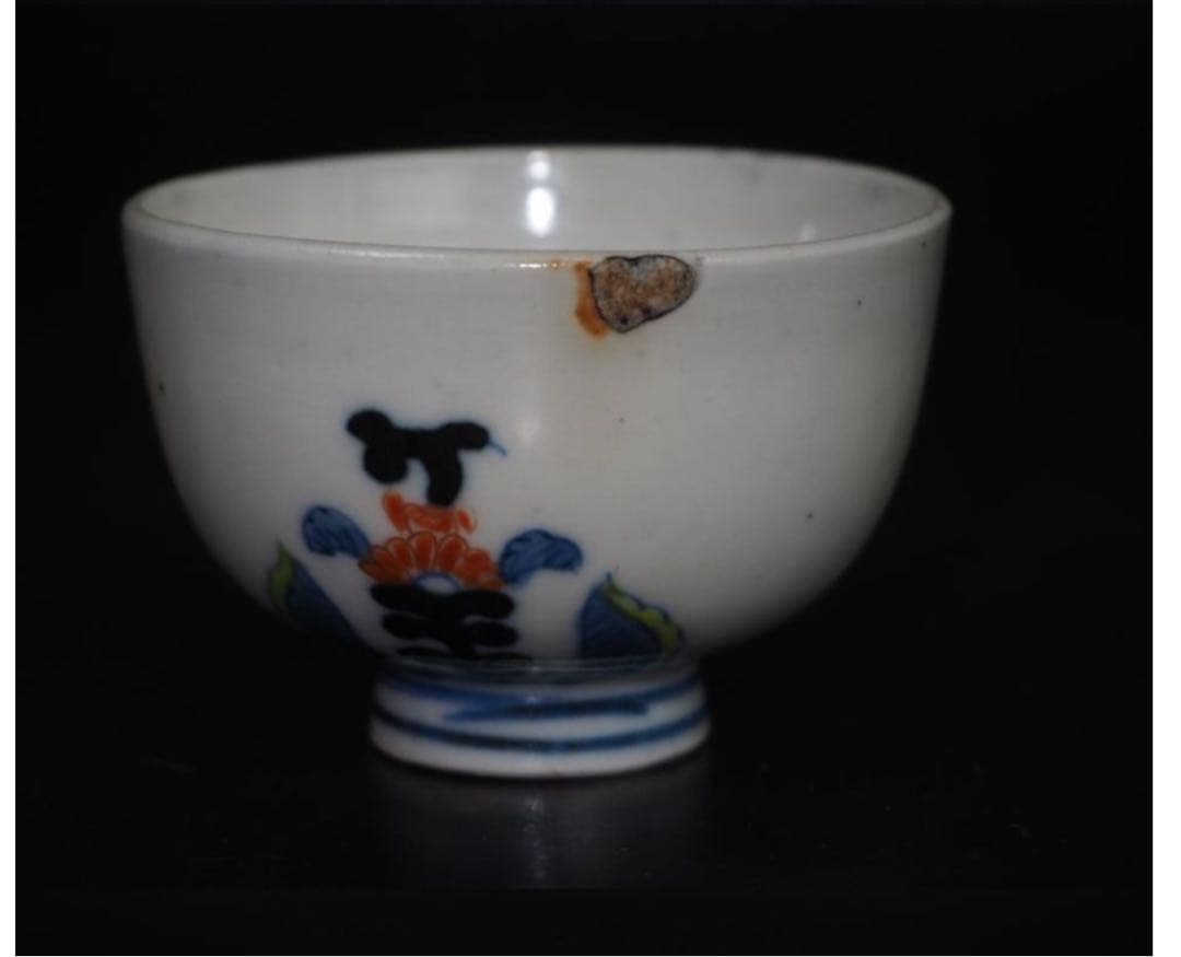 送料無料　江戸時代『成化年製』豆彩煎茶碗５客