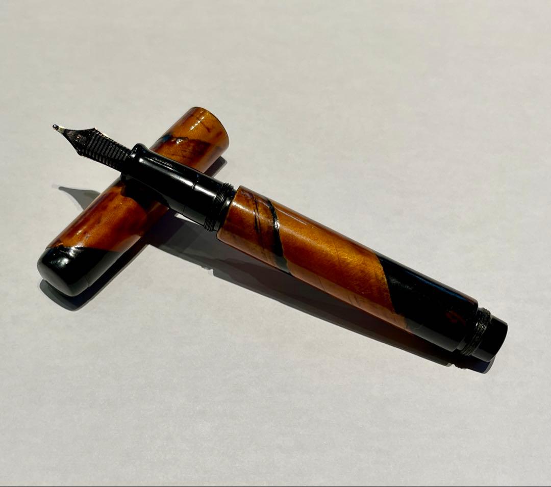 万年筆　大橋堂　植原栄一　エボナイト　ペン先21K 漆