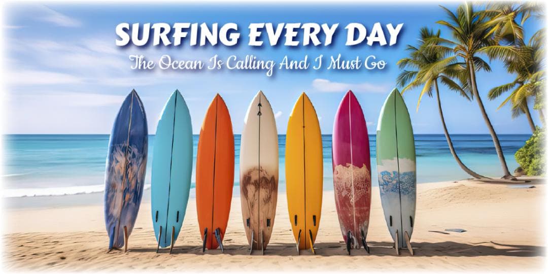 【AIフォト】サーフィン サーフボード ビーチ 看板 置物 雑貨 ライトBOX