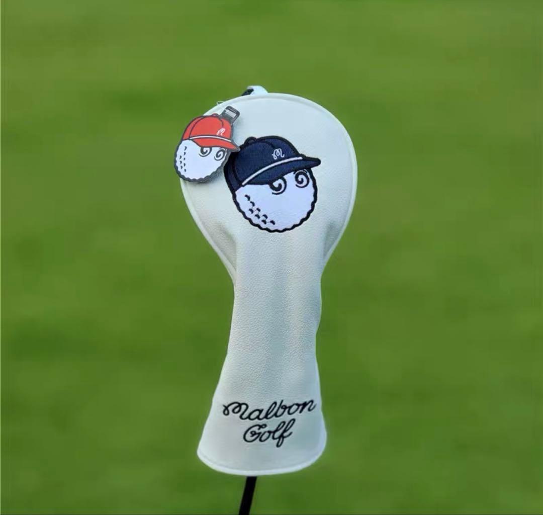 【大人気新品4点セット】野球帽Malbon Golfマルボンゴルフクラブカバー白
