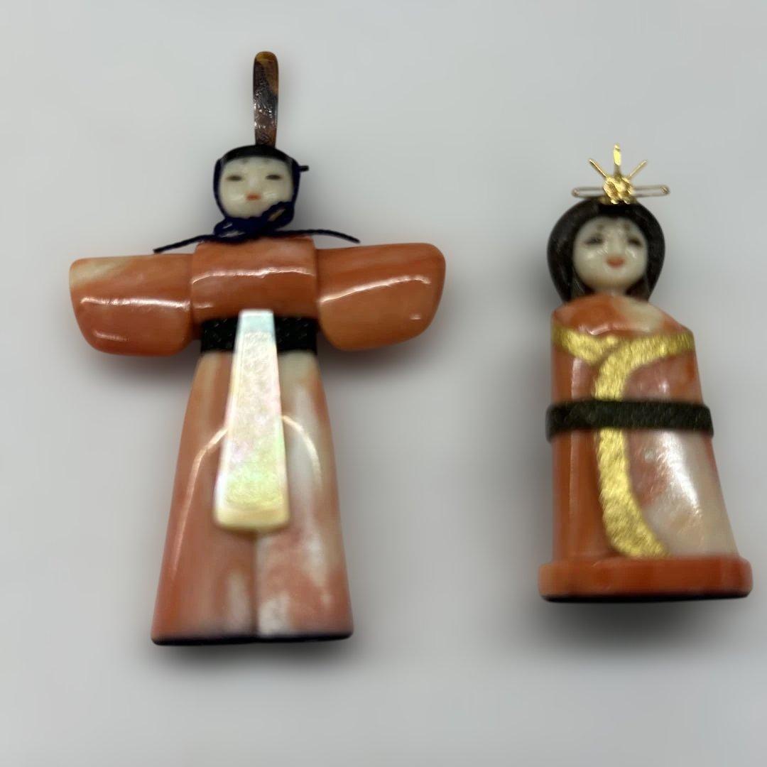 前川泰山作 ひな人形 雛人形「寿雅」珊瑚置物 箱付き