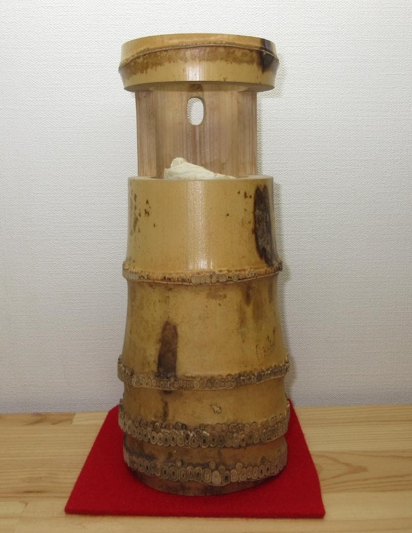 送料込【逢絢亭】茶道具 花入 竹一重切 銘「吉祥」表千家流書付 小倉宗朋 共箱