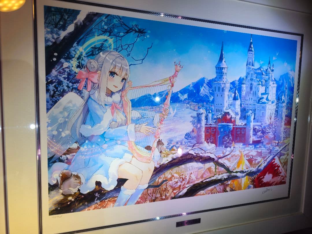 アールビバン 版画 ふーみ 天使の奏でる冬の街 元箱保証書あり