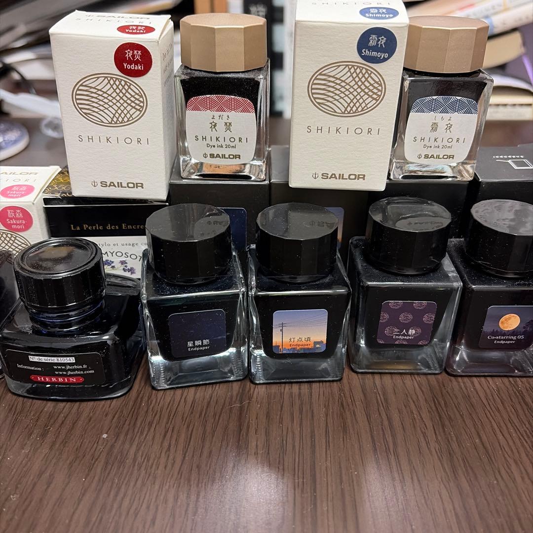 インク、ガラスペン、羽根ペンセット